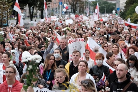Women march through Belarusian capital calling for Lukashenko to step down