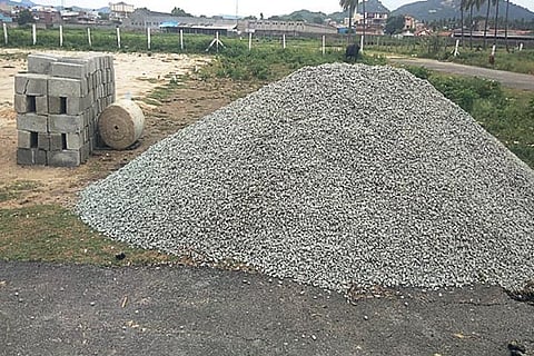 Some of the construction materials unloaded at the site in Pernambut Municipality