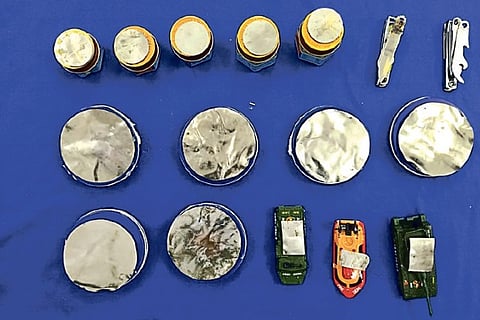 The gold seized from an air passenger from Dubai at the Chennai airport on Monday.