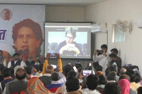 Priyanka addresses Dalit panchayat in UP