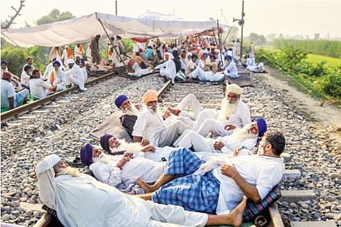 File photo: PTI;Farmers said they will block railway tracks if their demands are not met