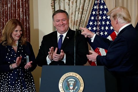 Susan and Mike Pompeo with US President Donald Trump (Photo: Reuters)