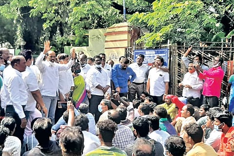Protest at Tangedco headquarters on Anna Salai