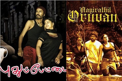 posters of Pudhupettai and Ayirathil Oruvan