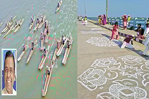 (Inset) Xavier Benedict; Catamaran race that was held last year; Kolam competition to be held