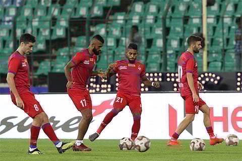 ATK players sweat it out ahead of the ISL match against Jamshedpur FC