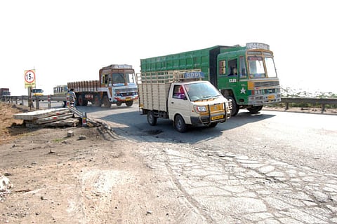 The incomplete rail overbridge along the Madurai Bypass road at Milavittan in Thoothukudi