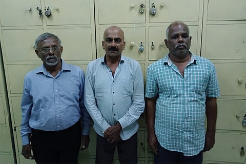 The three fraudsters arrested in city hotel