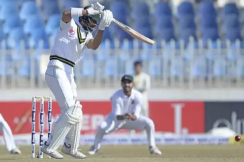 Shan Masood scored a century on the second day (courtesy: AFP)