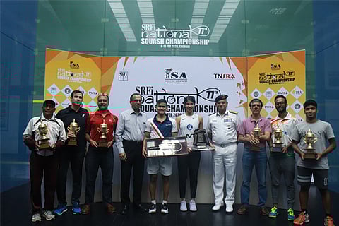 The winners of the 77th SRFI Senior National Squash Championships