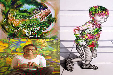 Paintings done by Alamelu Annamalai (inset)
