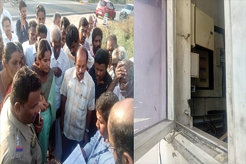 Police hold inquiry with the bank staff; The broken windows of the bank