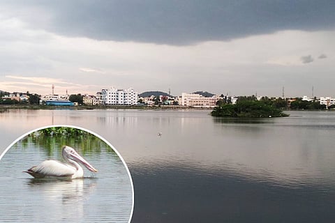 One side of the now brimming lake was desilted by the residents