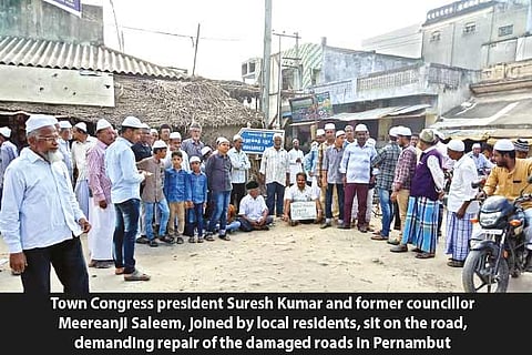 Surprise protest forces civic officials to start repair works of damaged roads