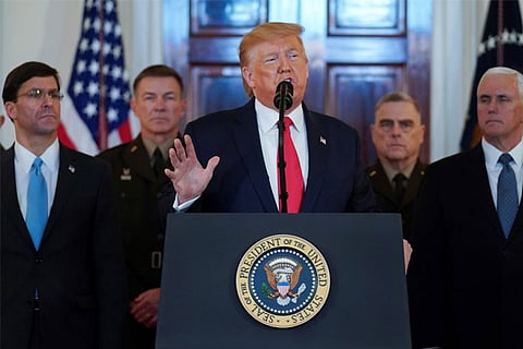 Trump says no Americans harmed in attack by Iran, offers peace