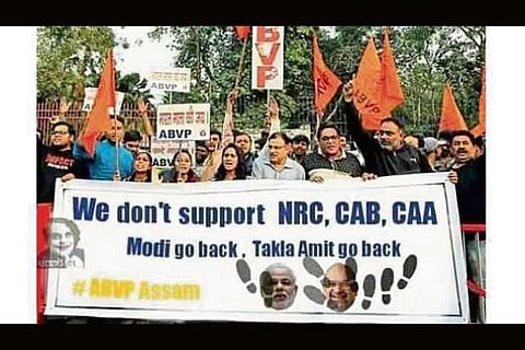 Are the ABVP members protesting against CAA?