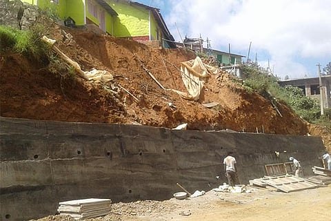 The walls are being built to prevent damages due to rains in the hilly region