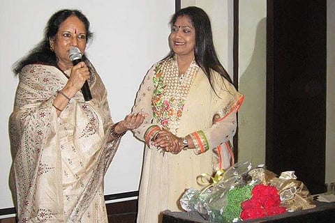 Jaya (right) with singer Vani Jayaram during an earlier performance