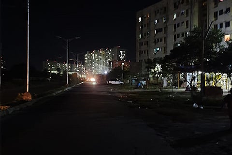 One of the dark stretches near DLF Garden City Road
