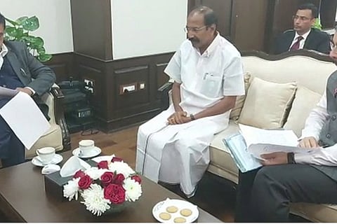 Tamil Nadu Electricity Minister P Thangamani meets Minister of State for Power R P Singh