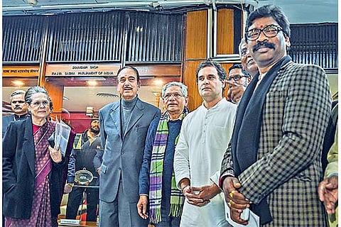 Opposition leaders after a meeting to discuss the current political situation