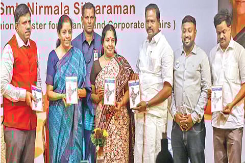 Union Finance Minister Nirmala Sitharaman and state BJP leader Vanathi Srinivasan at an interactive session