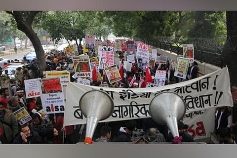 Students protest at Mandi House against CAA, NRC