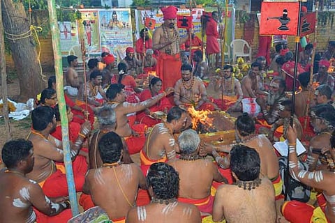 A special yagna by Siddhars at the conference in Thanjavur on Wednesday