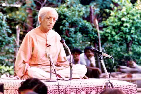 Krishnamurti addressing a gathering in the lawns of Vasanta Vihar, RA Puram, in early 90s