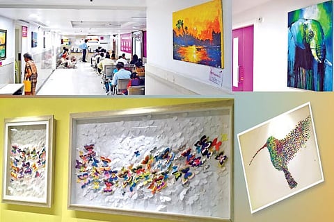 Paintings that adorn the walls of Kauvery Hospitals and Apollo Hospital