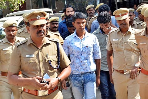 The accused persons being brought to the court in Coimbatore on Tuesday