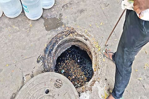 Sewage and waste water accumulating in the stormwater drain