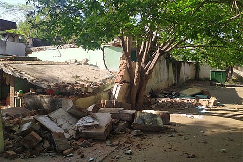 The house that collapsed in the blast near Sholingur in Ranipet district