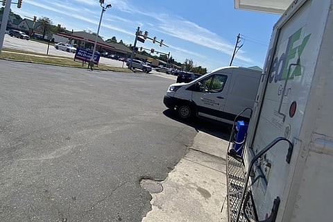 Photo tweeted by the disgruntled employee shows the Amazon delivery truck abandoned at a gas station
