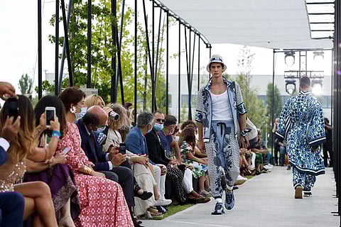 Masks and social distancing at Dolce and Gabbana's first COVID-era catwalk