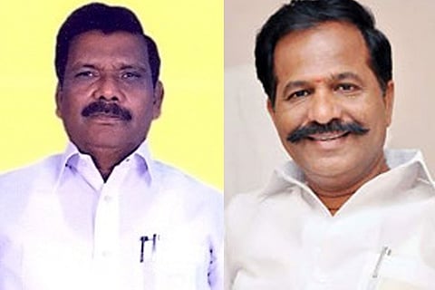 DMK legislators T Senguttuvan (L) and Karthikeyan