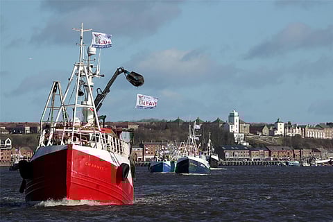 File Photo: Fishing boats take part in a Brexit flotilla, organised by Fishing For Leave (Reuters)