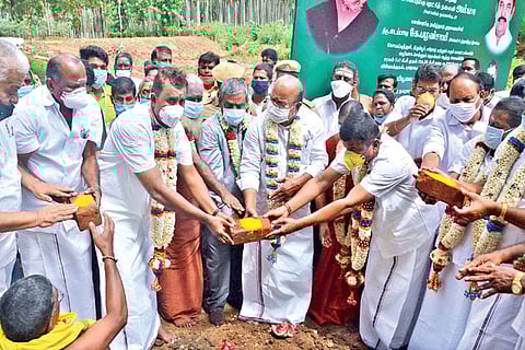 Municipal Administration Minister inaugurating the Noyyal Rejuvenation Project