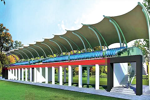A model of the Grandstand that is being built at MMRT circuit