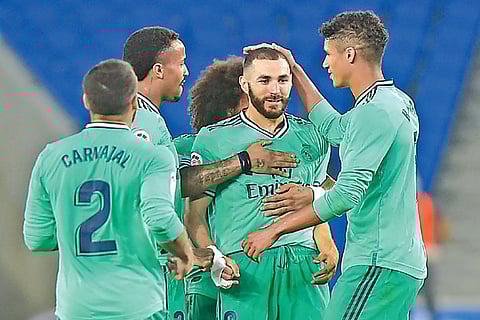 Karim Benzema (2R) netted the second goal for Real Madrid