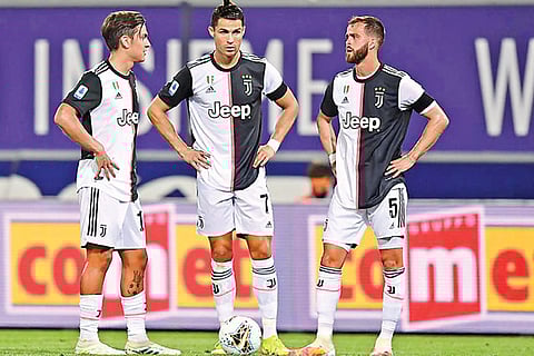 Paulo Dybala (left) and Cristiano Ronaldo (centre) scored for Juventus