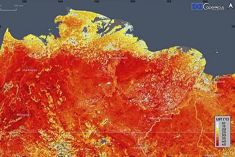 Climate Change Service shows the land surface temperature in the Siberia region of Russia