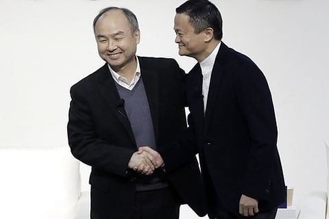Masayoshi Son, chairman of SoftBank Group and Jack Ma, former chairman of Alibaba Group