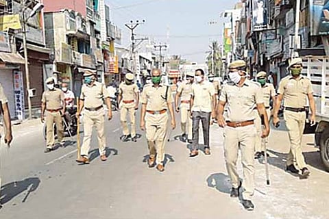 Commando Force march through North Chennai as a warning