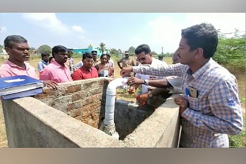 Officials seal an illegal water unit in Kancheepuram on Saturday