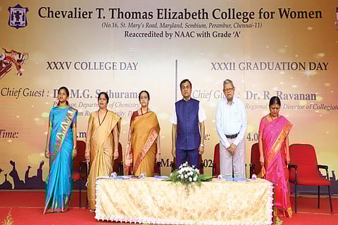 Prof Sethuraman with dignitaries on the dais at CTTE College for Women college day celebrations