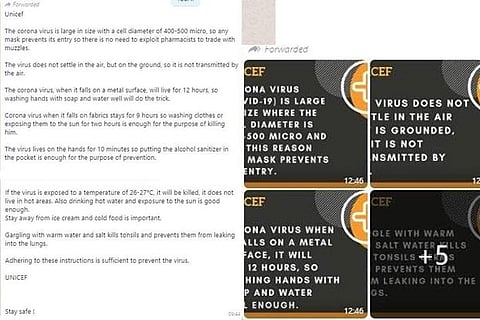 Did UNICEF send precautionary messages to avoid coronavirus?