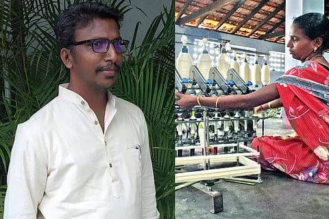 Swaminathan Vaithilingam Founder, Kaskom project; A weaver engaged in cotton spinning