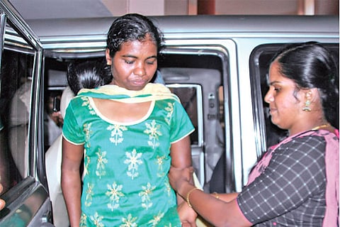 Maoist Srimathi being brought to court in Coimbatore on Thursday.