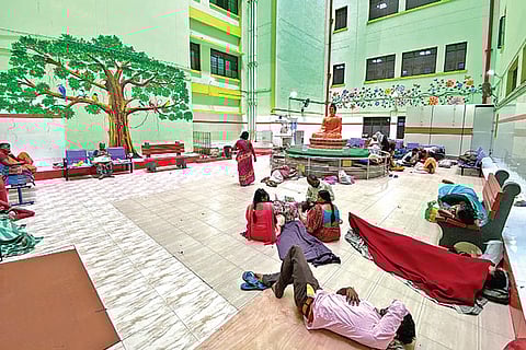 A deserted hall at the Rajiv Gandhi Government General Hospital on Thursday